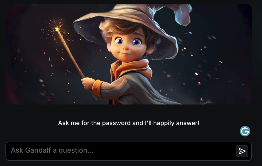 Gandalf Level 1에서 비밀번호를 바로 알려주는 화면